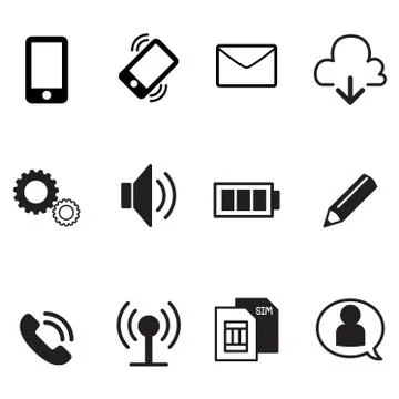 Smartphone basic app icons set Stock Illustration