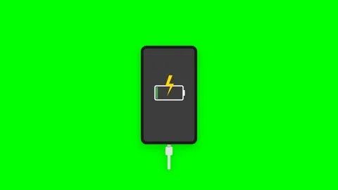 Smartphone Battery Charging Animation with USB Cable Connection and Lightni.. Stock Footage 346612871