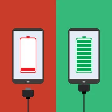 Smartphone battery, flat design, Stock Illustration