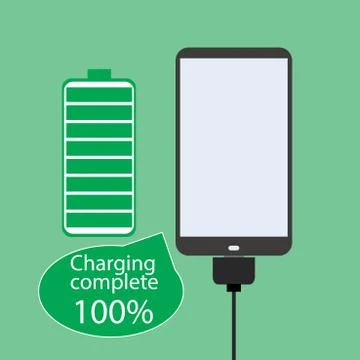 Smartphone battery, flat design, Stock Illustration