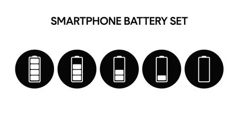 Smartphone battery icon set. Stock Illustration
