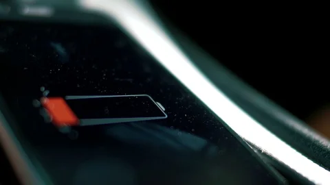 Smartphone battery power indicator on touch screen Stock Footage 128598467