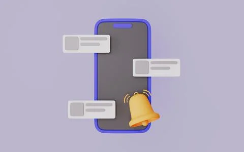 Smartphone with a bell icon and chat message, Notify of unread messages Stock Illustration