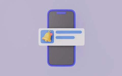 Smartphone with a bell icon and notification message 스톡 일러스트