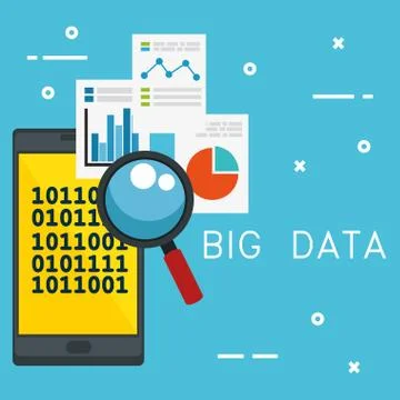 Smartphone with big data icons Stock Illustration