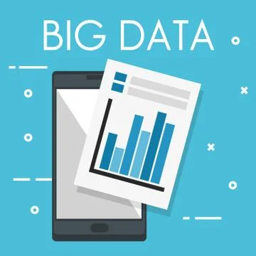 Smartphone with big data icons イラスト素材
