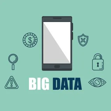 Smartphone with big data icons Illustrazione stock
