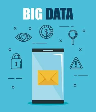 Smartphone with big data icons イラスト素材