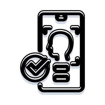 Smartphone biometric face authentication security validation icon Stock Illustration