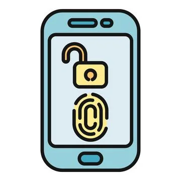 Smartphone biometric security unlocking device using fingerprint id Stock Illustration