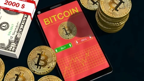 Smartphone with Bitcoin chart on-screen Bitcoin trading Stock Footage 102026434