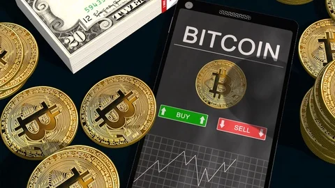 Smartphone with Bitcoin chart on-screen Bitcoin trading Stock Footage 102027022