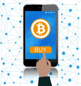 Smartphone with Bitcoin Currency Stock Illustration