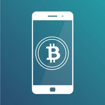 Smartphone bitcoin icon. Mobile payment with smartphone. Crypto-currency market Stock Illustration