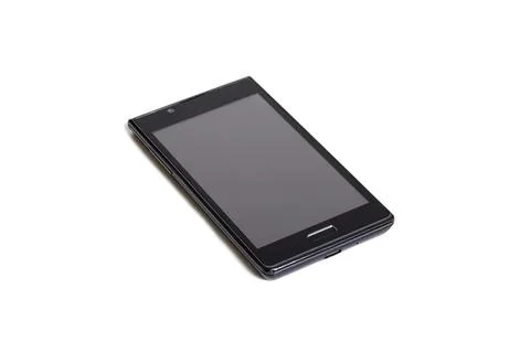 Smartphone with black screen on white background Stock Photos