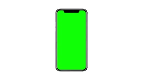 Smartphone with blank green screen, front view, isolated on white background Stock Footage 139357968