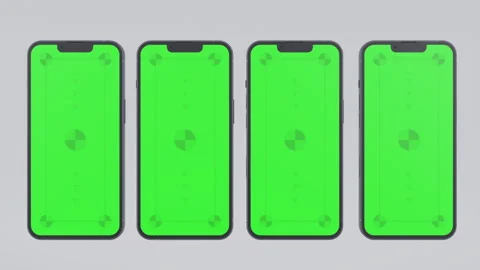 Smartphone with Blank Green Screen, Front View, Isolated on White Background. 4K Stock Footage 268987808