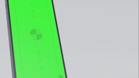 Smartphone blank green screen with indicators slide into the frame. Phone flies Stock Footage 247554107