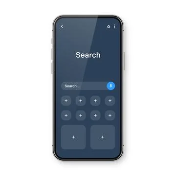 Smartphone with blank internet browser window and search bar, dark mode. Web 스톡 일러스트