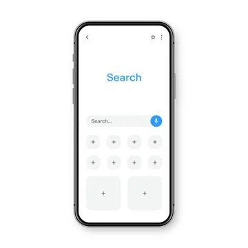 Smartphone with blank internet browser window and search bar. Web site engine Illustrazione stock
