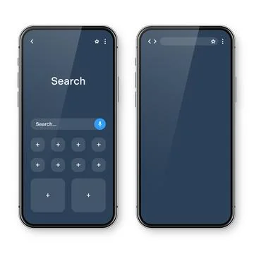 Smartphone with blank internet browser window and search bar, dark mode. Web イラスト素材