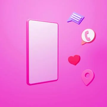 Smartphone with blank screen with features minimal composition 3d rendering Stock Illustration