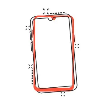 Smartphone blank screen icon in comic style. Mobile phone cartoon 스톡 일러스트