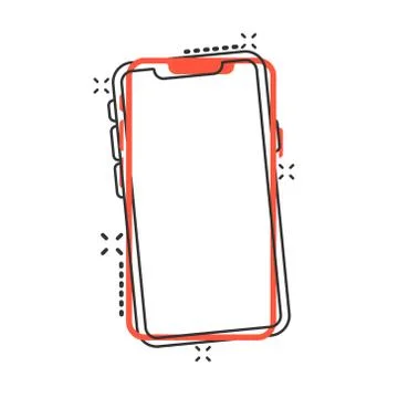 Smartphone blank screen icon in comic style. Mobile phone cartoon 스톡 일러스트
