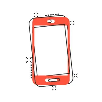 Smartphone blank screen icon in comic style. Mobile phone cartoon vector illu Stock Illustration