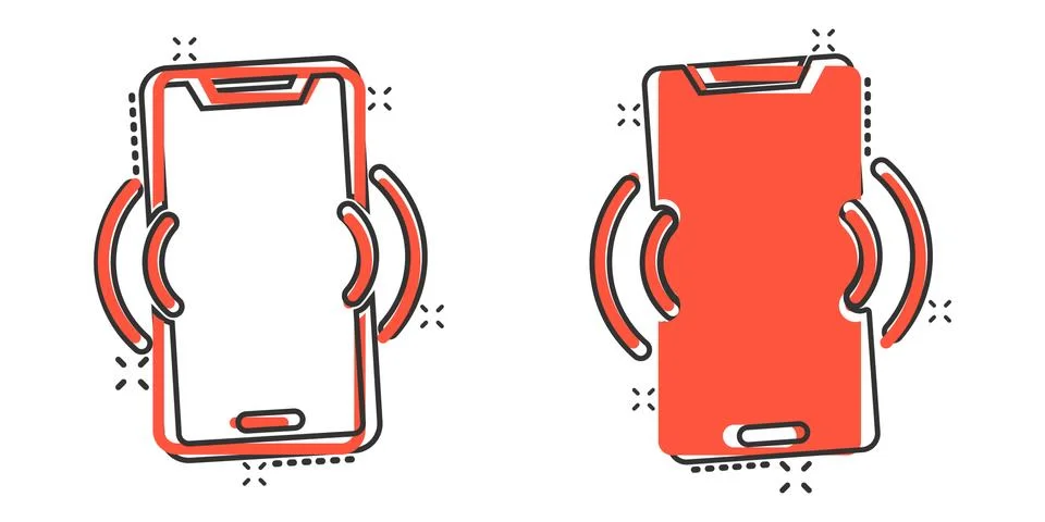 Smartphone blank screen icon in comic style. Mobile phone cartoon vector illu 스톡 일러스트