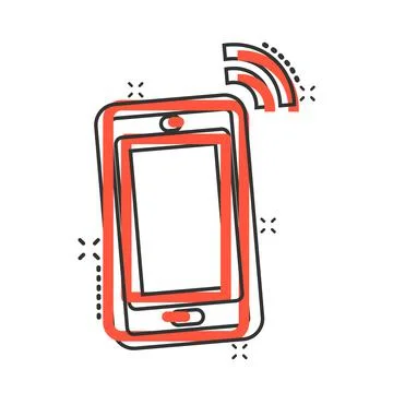 Smartphone blank screen icon in comic style. Mobile phone cartoon vector illu 스톡 일러스트