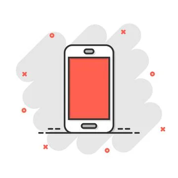 Smartphone blank screen icon in comic style. Mobile phone cartoon vector illu 스톡 일러스트