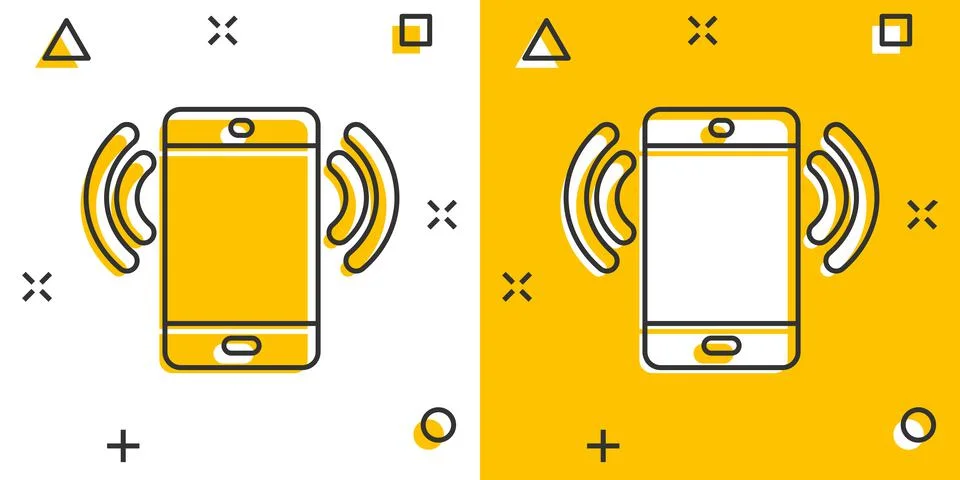 Smartphone blank screen icon in comic style. Mobile phone cartoon vector illu 스톡 일러스트
