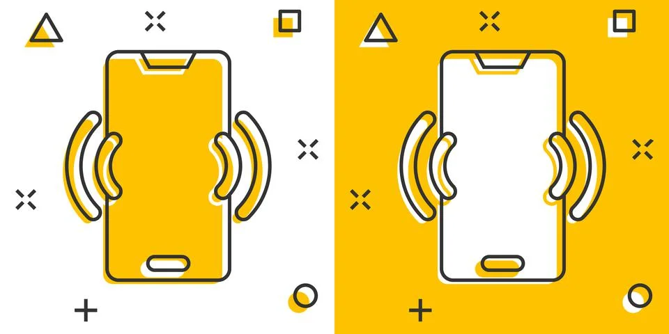 Smartphone blank screen icon in comic style. Mobile phone cartoon vector illu 스톡 일러스트