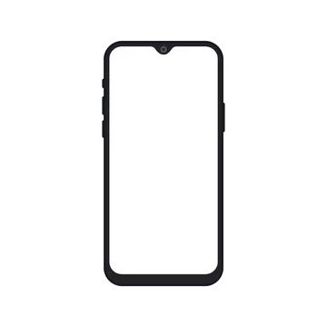 Smartphone with blank screen isolated on white background. Illustrazione stock