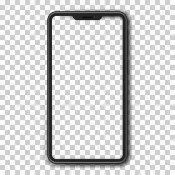 Smartphone with blank screen on a transparent light background. UI and UX. Da Stock Illustration