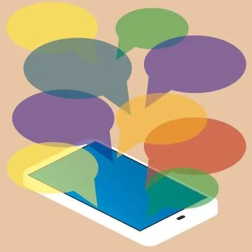 Smartphone  with blank speech bubbles for text. Stock Illustration