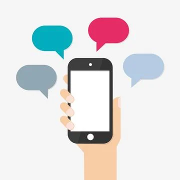 Smartphone with blank speech bubbles vector illustration Stock Illustration