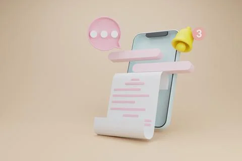 Smartphone with blank Text box and bell alert icon notification or new messag Stock Illustration
