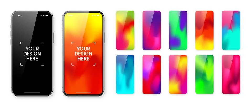 Smartphone with blank touch screen and abstract colorful background, wallpaper Stock Illustration