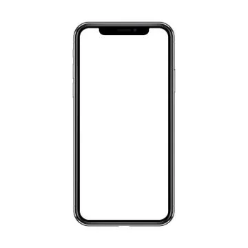 Smartphone with blank white screen. Isolated on white background. Realistic Stock Illustration