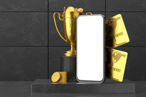 Smartphone blank for your application or SYATA. Smafrtphone with golden cups, Stock Illustration