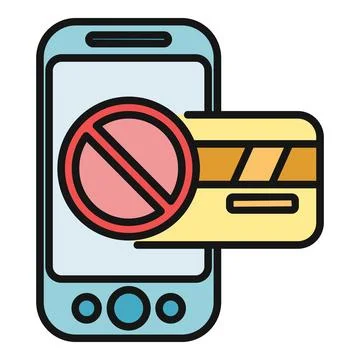 Smartphone blocking credit card payment transaction rejected Stock Illustration