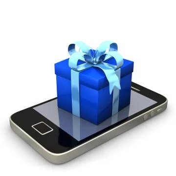 Smartphone blue gift Stock Illustration