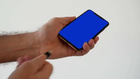 Smartphone blue screen, insert security hardware key for authentication Stock Footage 137839637