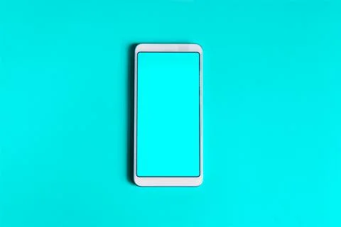 A smartphone with a blue screen. Stock Photos
