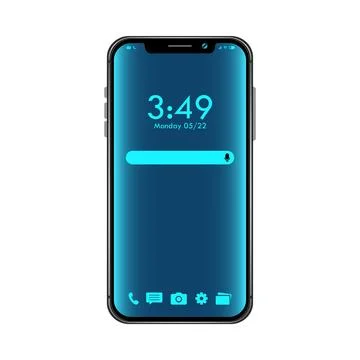 Smartphone Blue Theme User Interface Icons Vector Illustration Mockup Stock Illustration