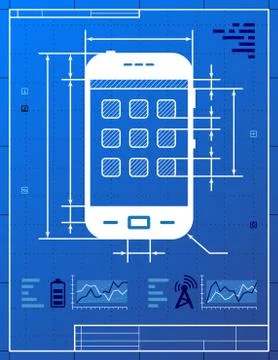 Smartphone like blueprint drawing Stock Illustration