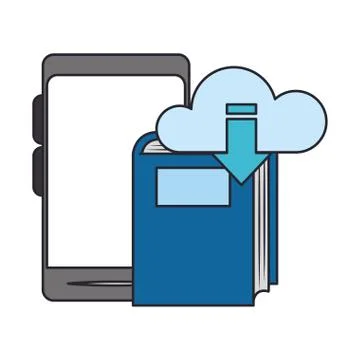 Smartphone with book and cloud computing イラスト素材