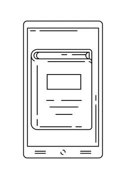 Smartphone with book. Digital library concept. Ilustración de archivo